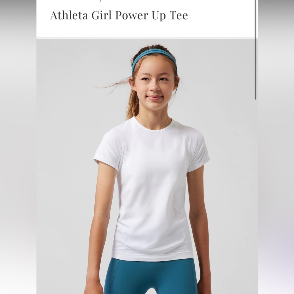 Athleta girl power up tee can fit a women’s size xs also.